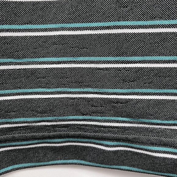 Footjoy FJ Mens Golf Polo Shirt Black & Green Striped 100% Polyester Size XL guc - Picture 8 of 9